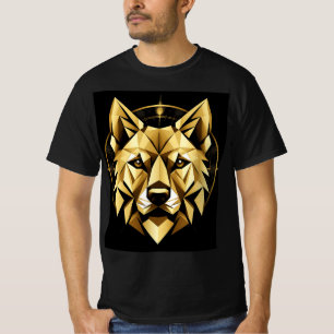 Geometric Golden Wolf Illustration T-Shirt