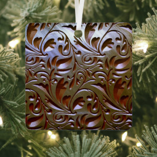 Geometric Grace: Square Metal Ornament 