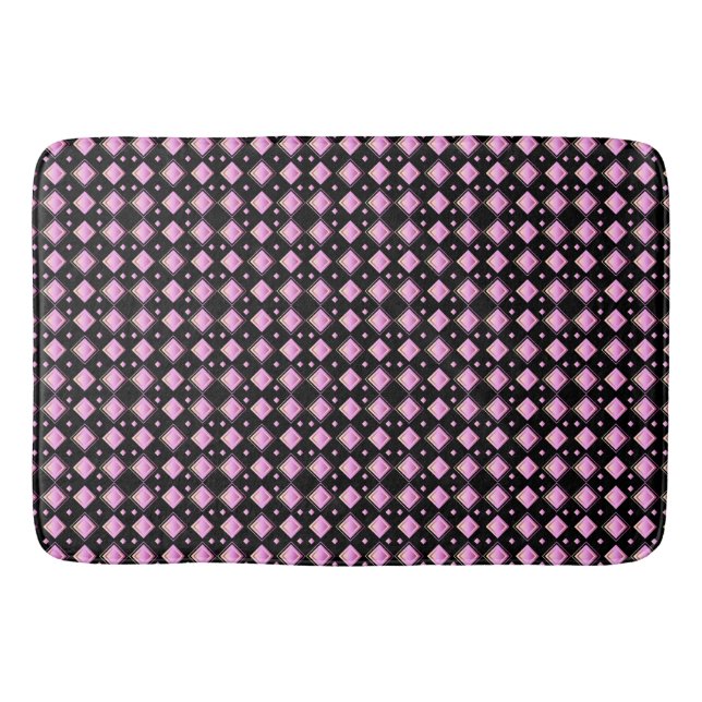 Geometric Gradient Pink Diamond Seamless Pattern Bath Mat (Front)