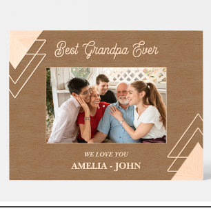 Geometric Grandpa Names Custom Wood Picture Frame 