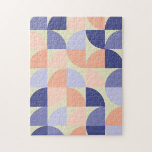 Geometric Graphic Design Shapes   Purple and Coral Jigsaw Puzzle