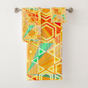 Geometric Graphic Motif Modern Trend Bath Towel