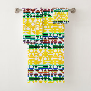 Geometric Graphic Motif Modern Trend Bath Towel Set