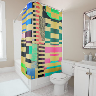 Geometric Graphic Motif Modern Trend Shower Curtain