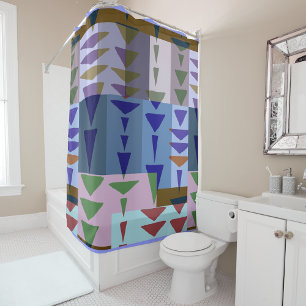 Geometric Graphic Motif Modern Trend Shower Curtain
