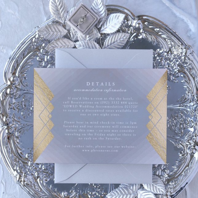 Geometric Gray Gold Gatsby Wedding Enclosure Card (Creator Uploaded)