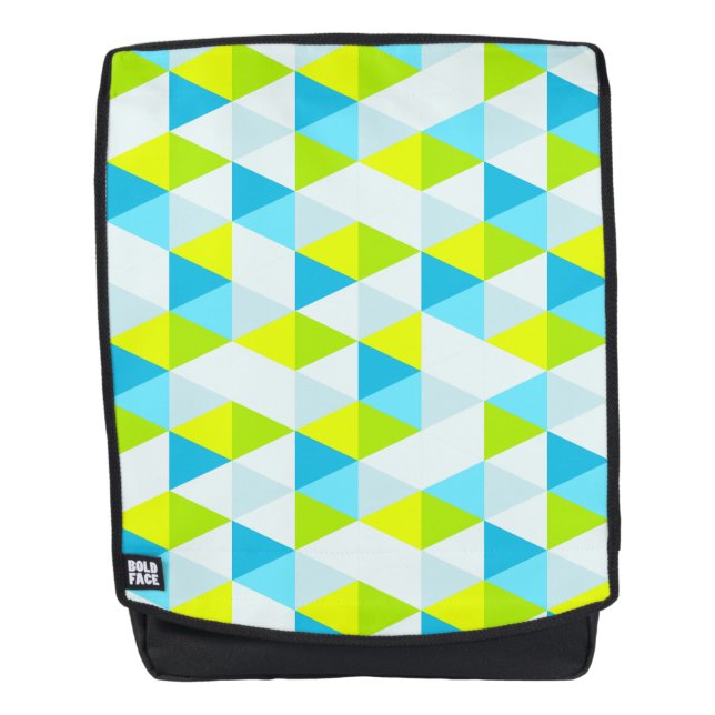 Geometric Green and Blue Triangles Modern Pattern Backpack (Front)