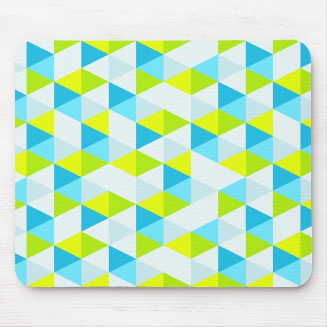 Geometric Green and Blue Triangles Modern Pattern Mouse Pad (Front)
