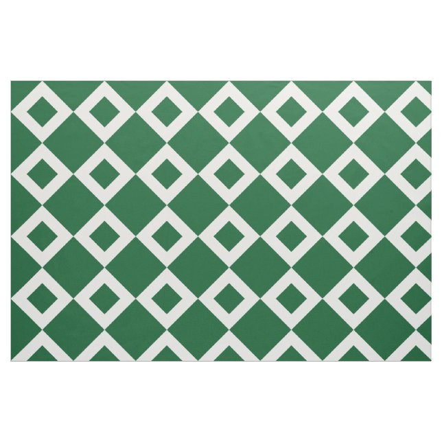 Geometric Green and White Diamond Pattern Fabric (Fat Quarter)
