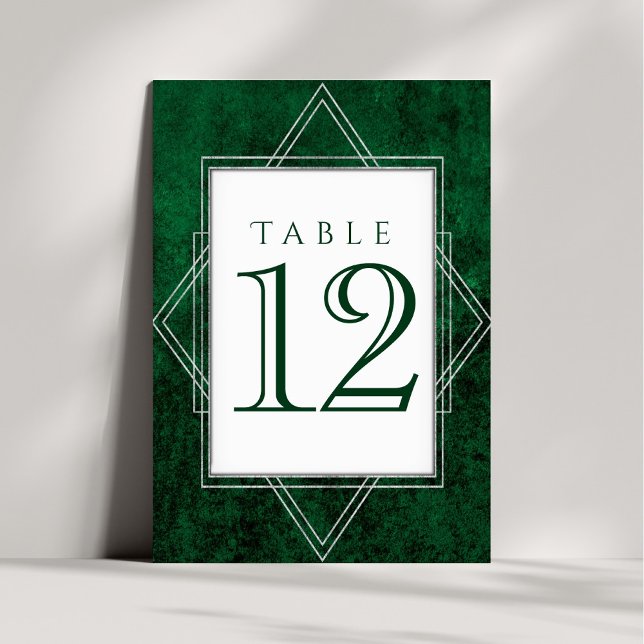 Geometric Green Art Deco | Modern Wedding Table Number (Creator Uploaded)