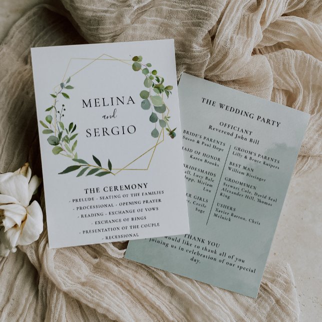 Geometric Green Eucalyptus Leaves Wedding (Creator Uploaded)