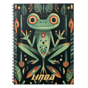 Geometric Green Frog Illustration Notebook