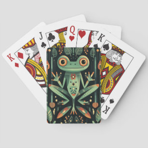 Geometric Green  Frog Illustration Playing Cards