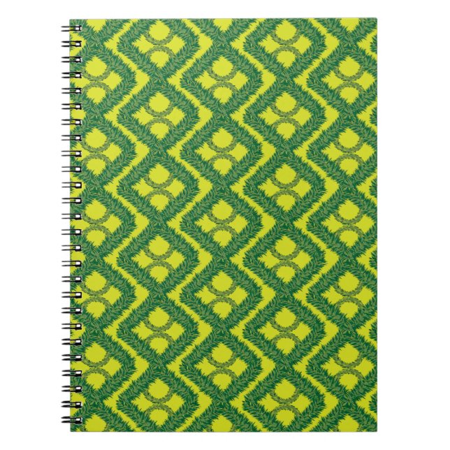 Geometric Green Garland Squares holiday pattern Notebook (Front)