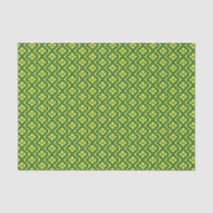 Geometric Green Garland Squares holiday pattern Tissue Paper