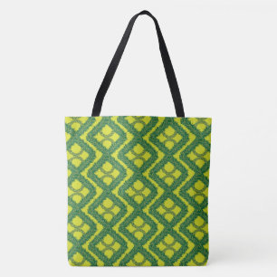 Geometric Green Garland Squares holiday pattern Tote Bag