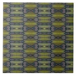 Geometric green grass moss leaves ceramic tile