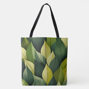 Geometric Green Leaf All-Over-Print Tote Bag