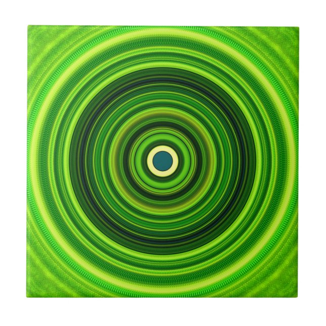Geometric Green Mandala Design-64055 Ceramic Tile (Front)