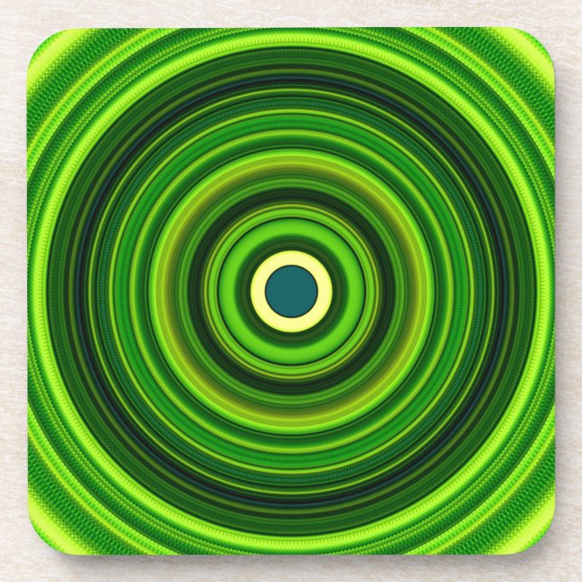 Geometric Green Mandala Design-64055 Coaster (Front)