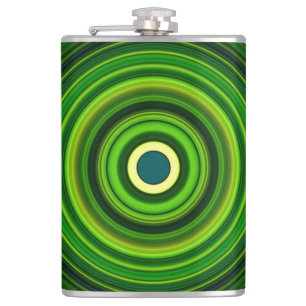 Geometric Green Mandala Design-64055 Hip Flask
