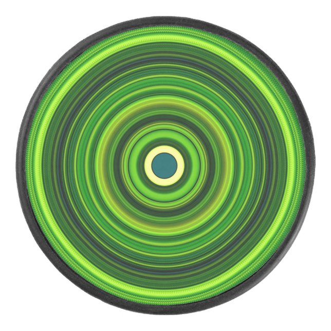 Geometric Green Mandala Design-64055 Hockey Puck (Front)