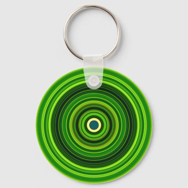 Geometric Green Mandala Design-64055 Key Ring (Front)