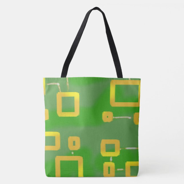 Geometric Green Martian Tote Bag (Front)