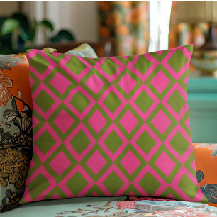 Geometric Green & Pink Shape Cushion