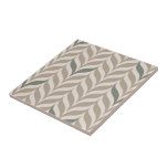 Geometric Green Taupe Decorative Leaf Pattern DIY Ceramic Tile<br><div class="desc">A modern decorative ceramic tile in olive green and taupe leaf pattern for your home DIY projects like accent tiles, kitchen backsplash, bathroom shower wall and insets, fireplace surrounds, and framed tiles.</div>