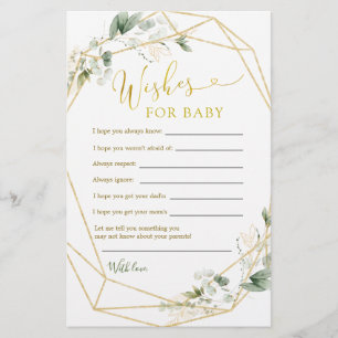 Geometric Greenery Baby in Bloom Wishes for Baby