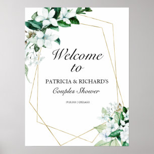 Geometric Greenery Couples Shower Welcome Sign