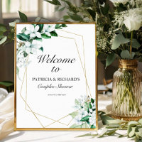 Geometric Greenery Couples Shower Welcome Sign