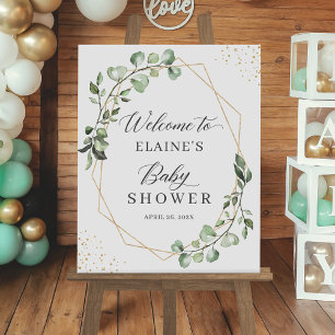Geometric Greenery Eucalyptus Baby Shower Sign