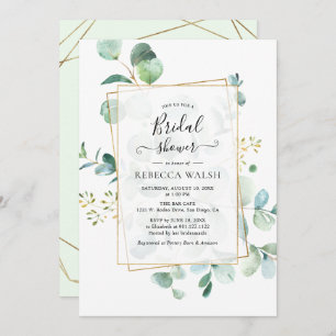 Geometric Greenery Eucalyptus Bridal Shower Invitation