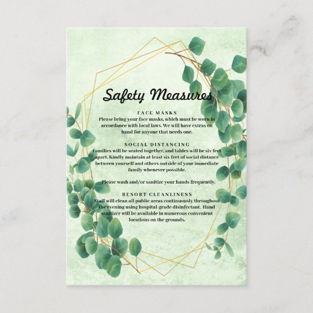 Geometric Greenery Eucalyptus Leaves Enclosure Card (Front)