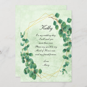 Geometric Greenery Eucalyptus Leaves Maid Of Honou Invitation