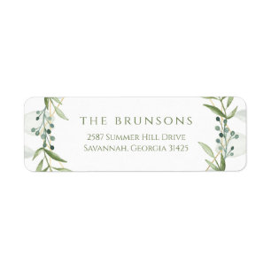 Geometric Greenery Return Address Label