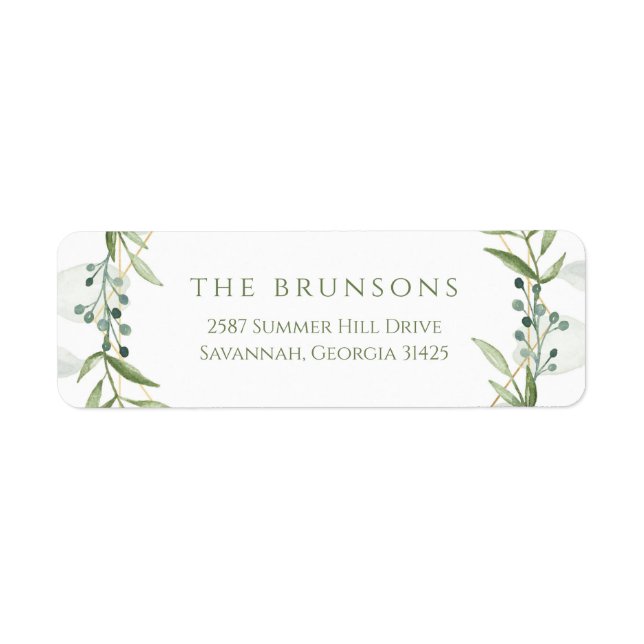 Geometric Greenery Return Address Label (Front)