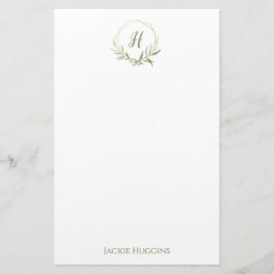 Geometric Greenery Wreath Stationery