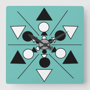Geometric Grey Black White Modern Minimalist Square Wall Clock