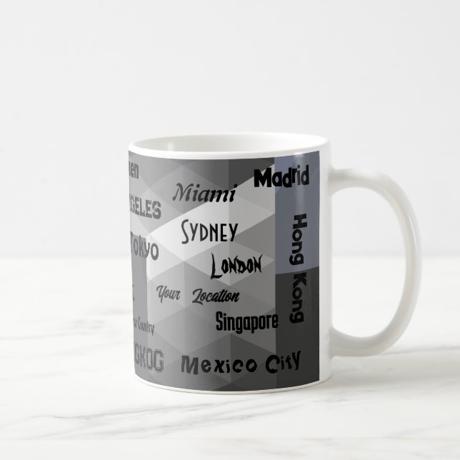 geometric grey blue Mega city  Coffee Mug (Right)