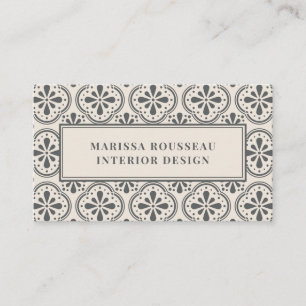 Geometric Grey Cream Pattern Interior Designer Business Card