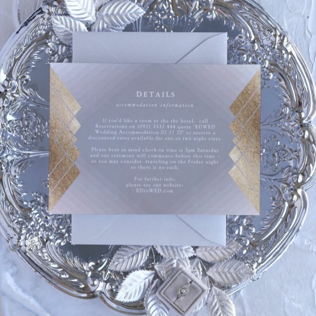 Geometric Grey Gold Foil Wedding Enclosure Card (Creator Uploaded)
