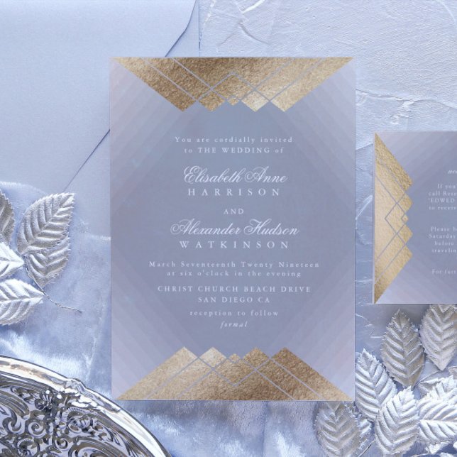 Geometric Grey Gold Gatsby Calligraphy Wedding Invitation (Invitation showcasing suite - additional items (bought separately))