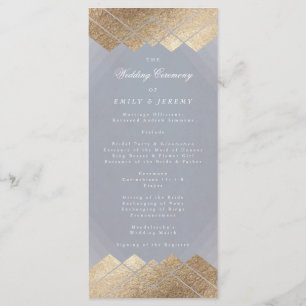 Geometric Grey Gold Gatsby Wedding Program