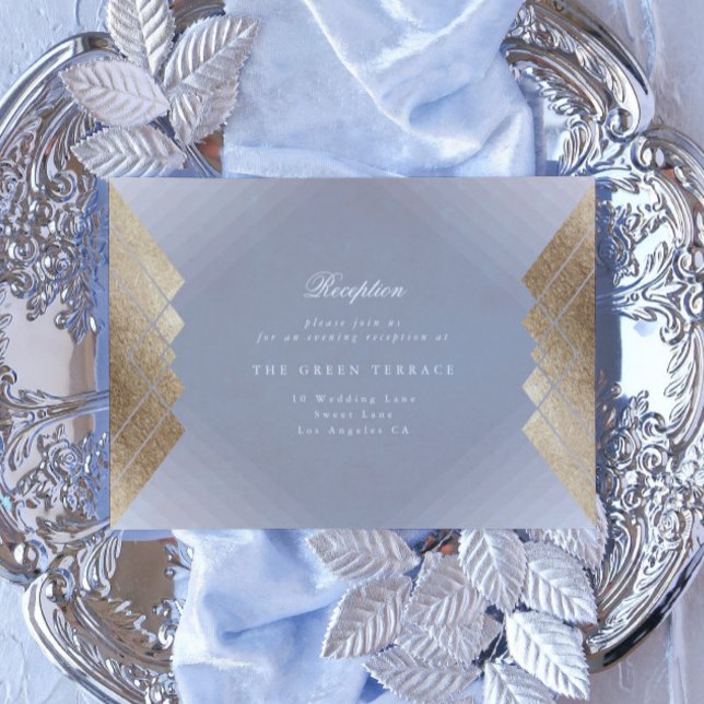 Geometric Grey Gold Gatsby Wedding Reception Card (Creator Uploaded)