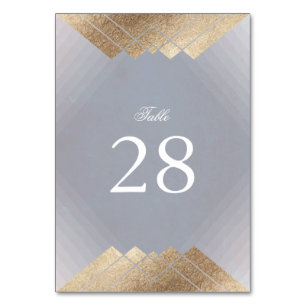 Geometric Grey Gold Gatsby Wedding Table Numbers