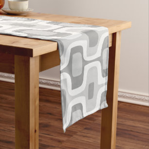 Geometric Grey Mid-Century Pattern Short Table Runner