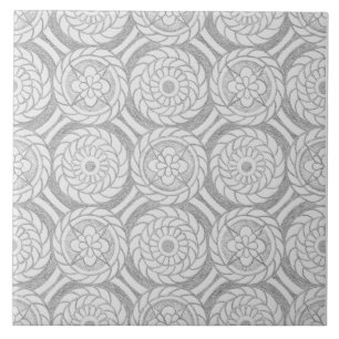 Geometric Grey Patterns Abstract Circles Ceramic Tile